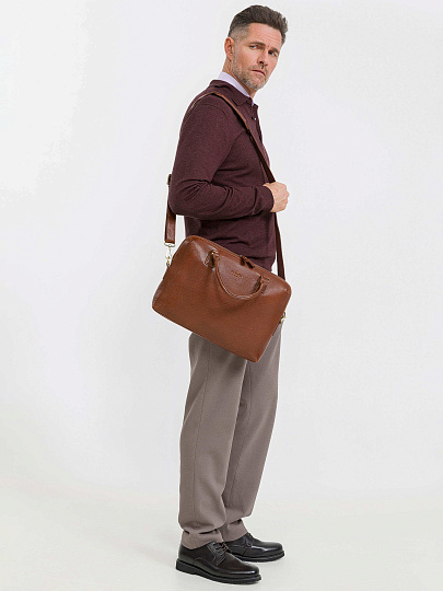 Деловая сумка Dr.Koffer из натуральной кожи коричневая