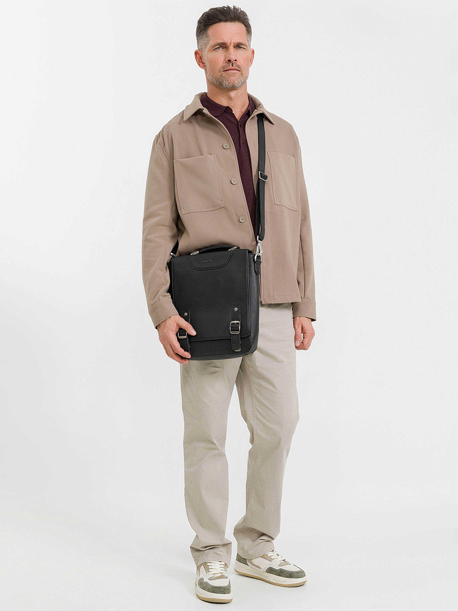 Деловая сумка Dr.Koffer из натуральной кожи черная