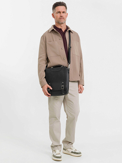 Деловая сумка Dr.Koffer из натуральной кожи черная