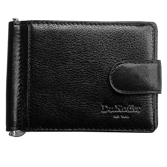 Зажим для купюр с отделением для монет из кожи черного цвета Dr.Koffer X510199-02-04