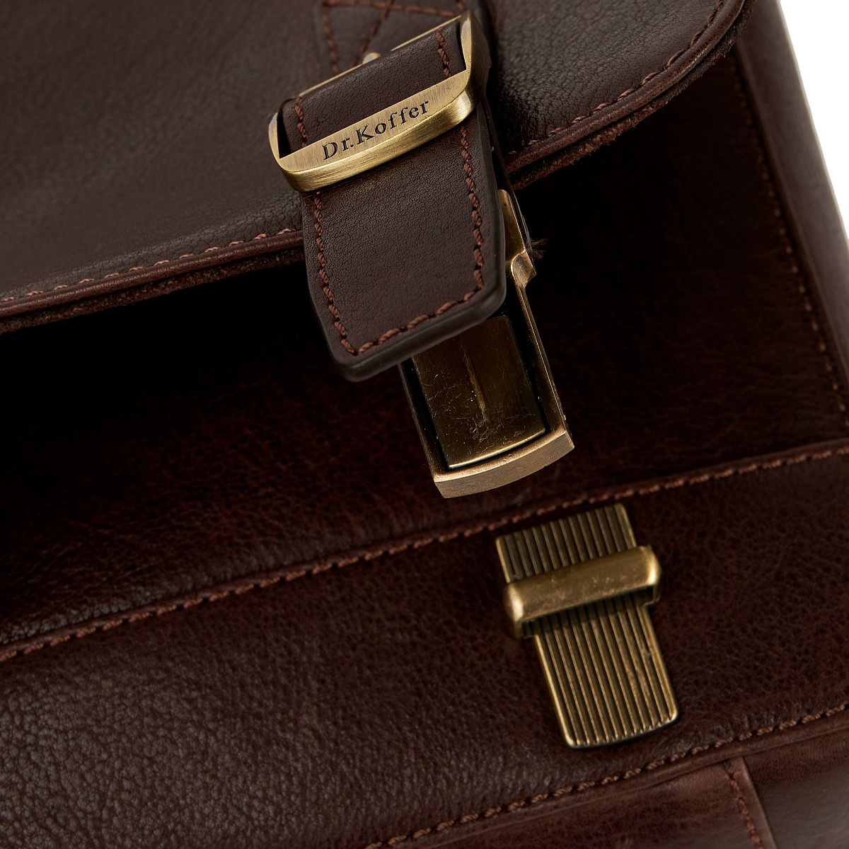Портфель Dr.Koffer из натуральной кожи темно-коричневый