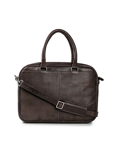 Деловая сумка Dr.Koffer из натуральной кожи темно-коричневая