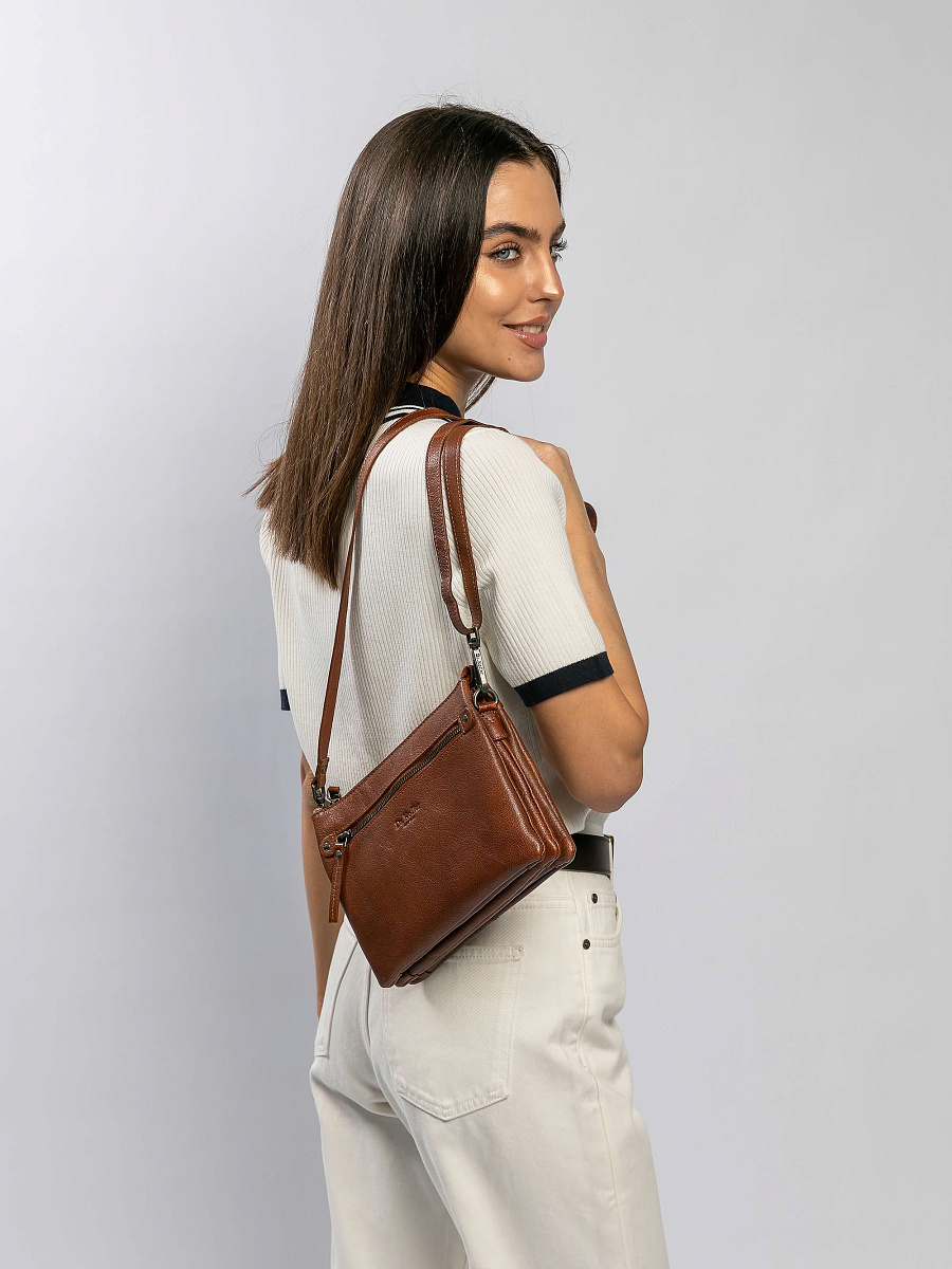 Сумка через плечо Dr.Koffer из натуральной кожи коричневая