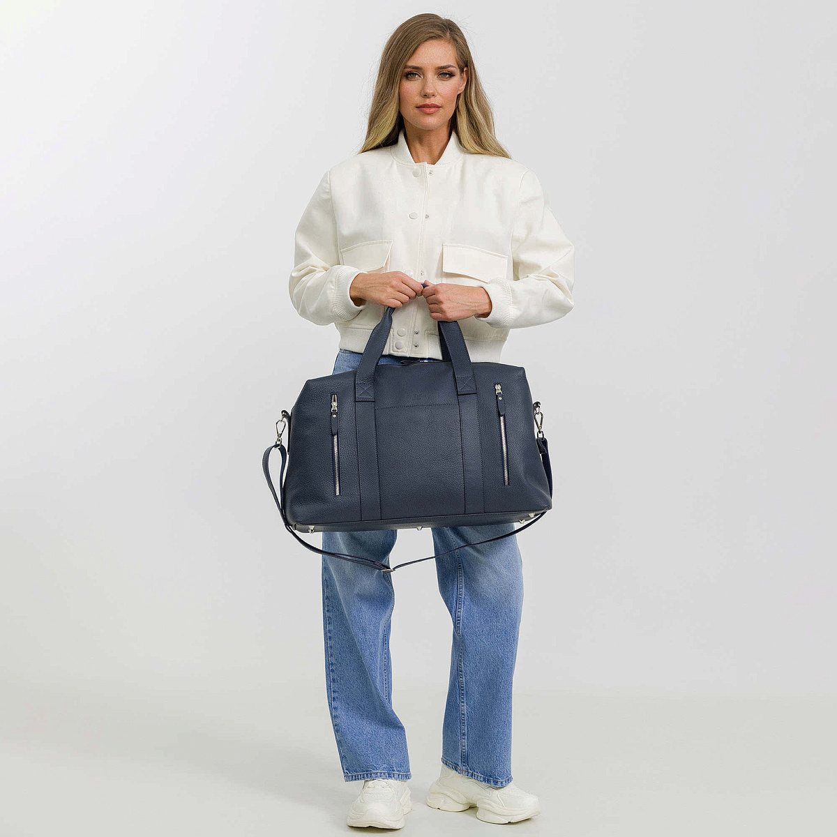 Сумка дорожная Dr.Koffer  из натуральной кожи синяя