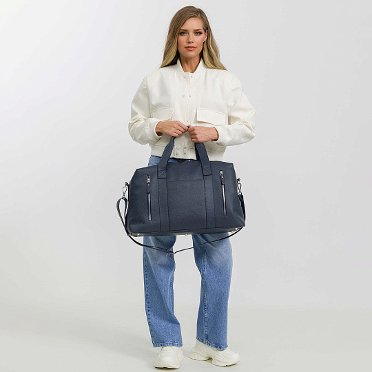 Сумка дорожная Dr.Koffer  из натуральной кожи синяя