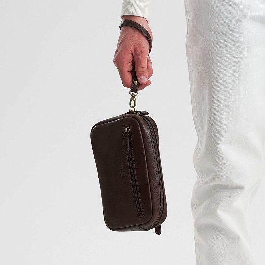 Сумка барсетка из натуральной кожи Dr. Koffer коричневая