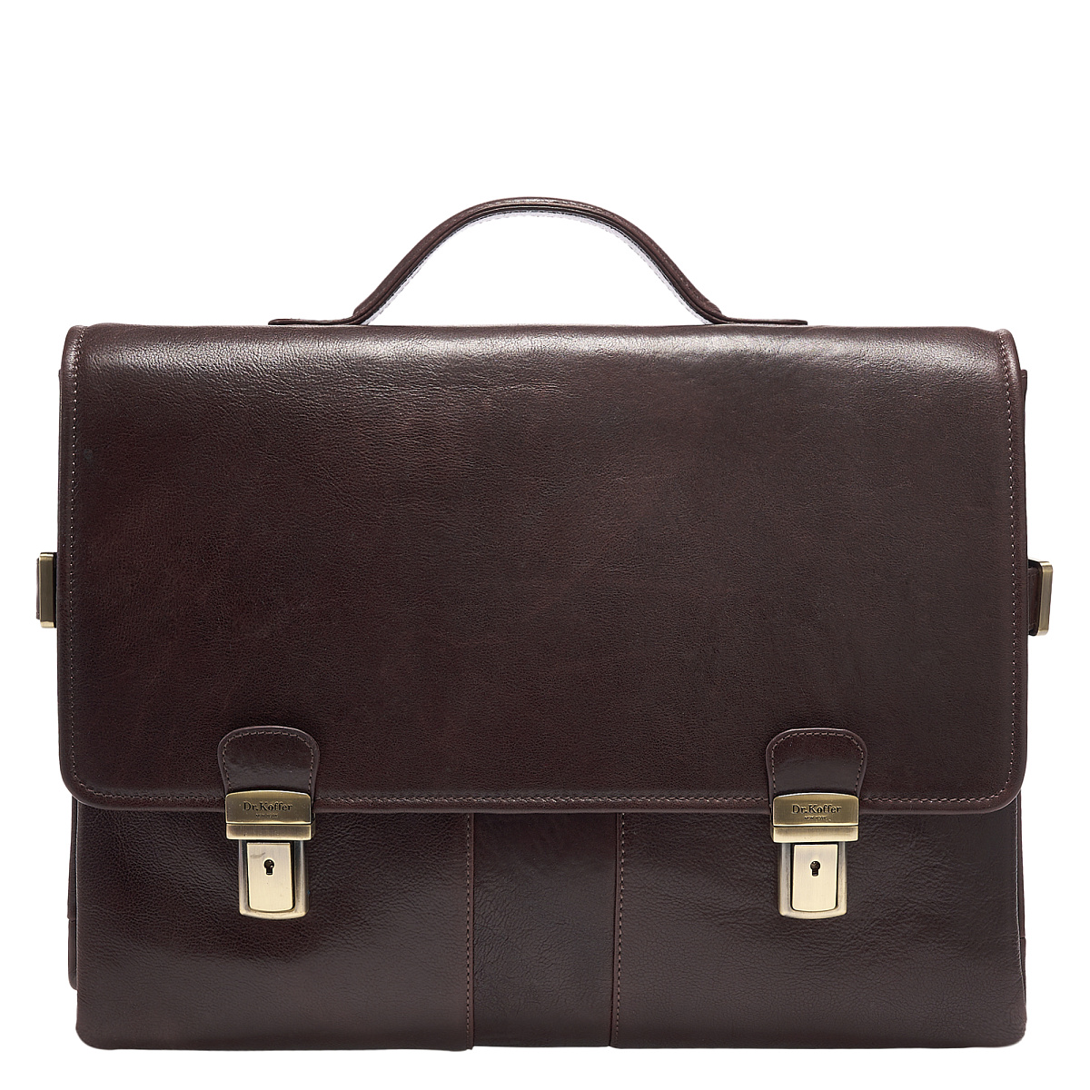 Портфель Dr.Koffer из натуральной кожи темно-коричневый