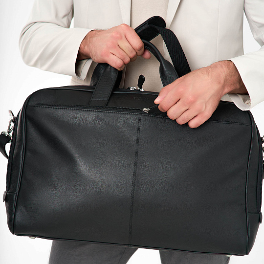 Сумка дорожная Dr.Koffer из натуральной кожи черная