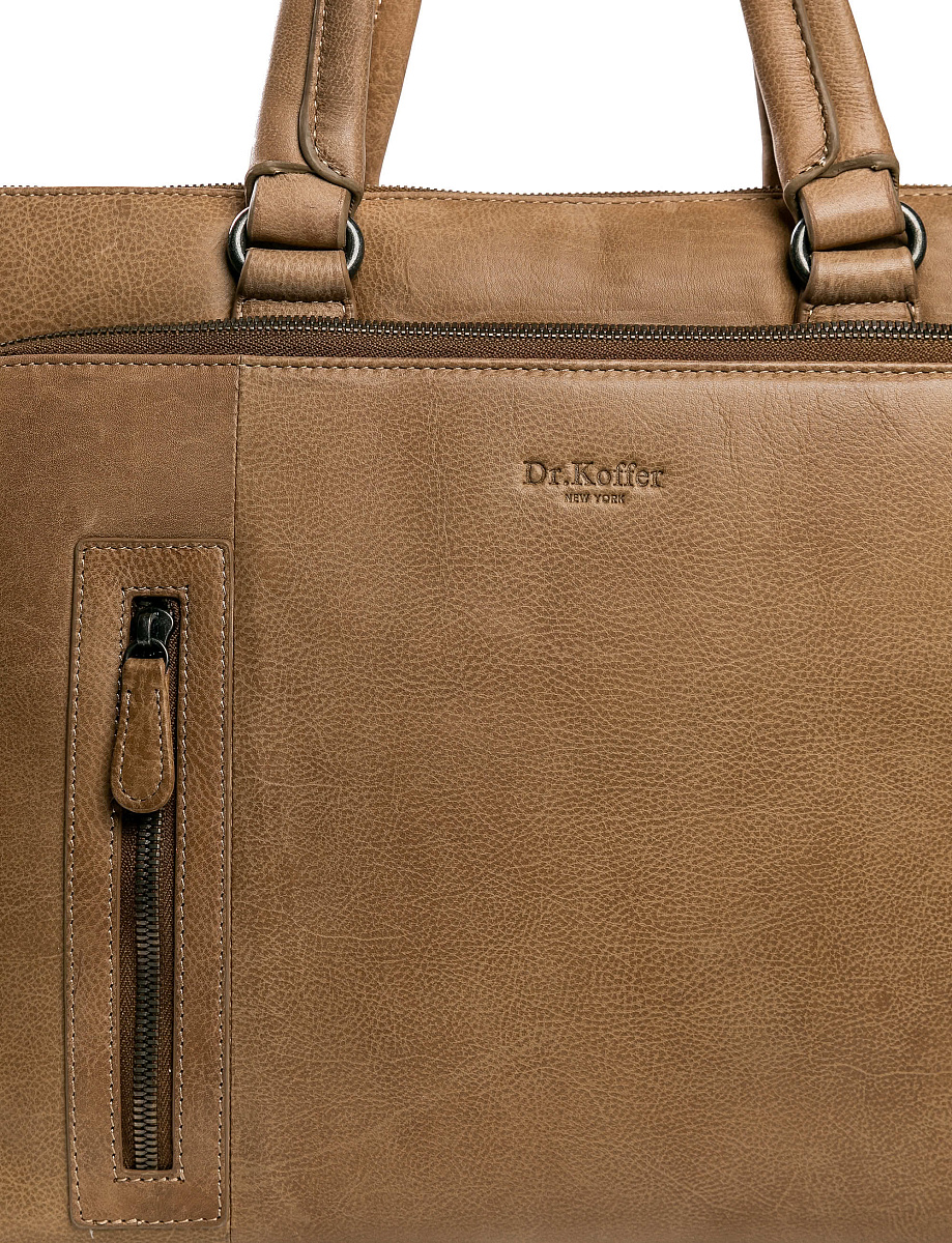 Деловая сумка Dr.Koffer из натуральной кожи коричневая