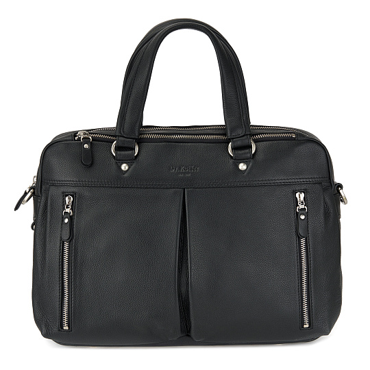 Деловая сумка Dr.Koffer из натуральной кожи черная