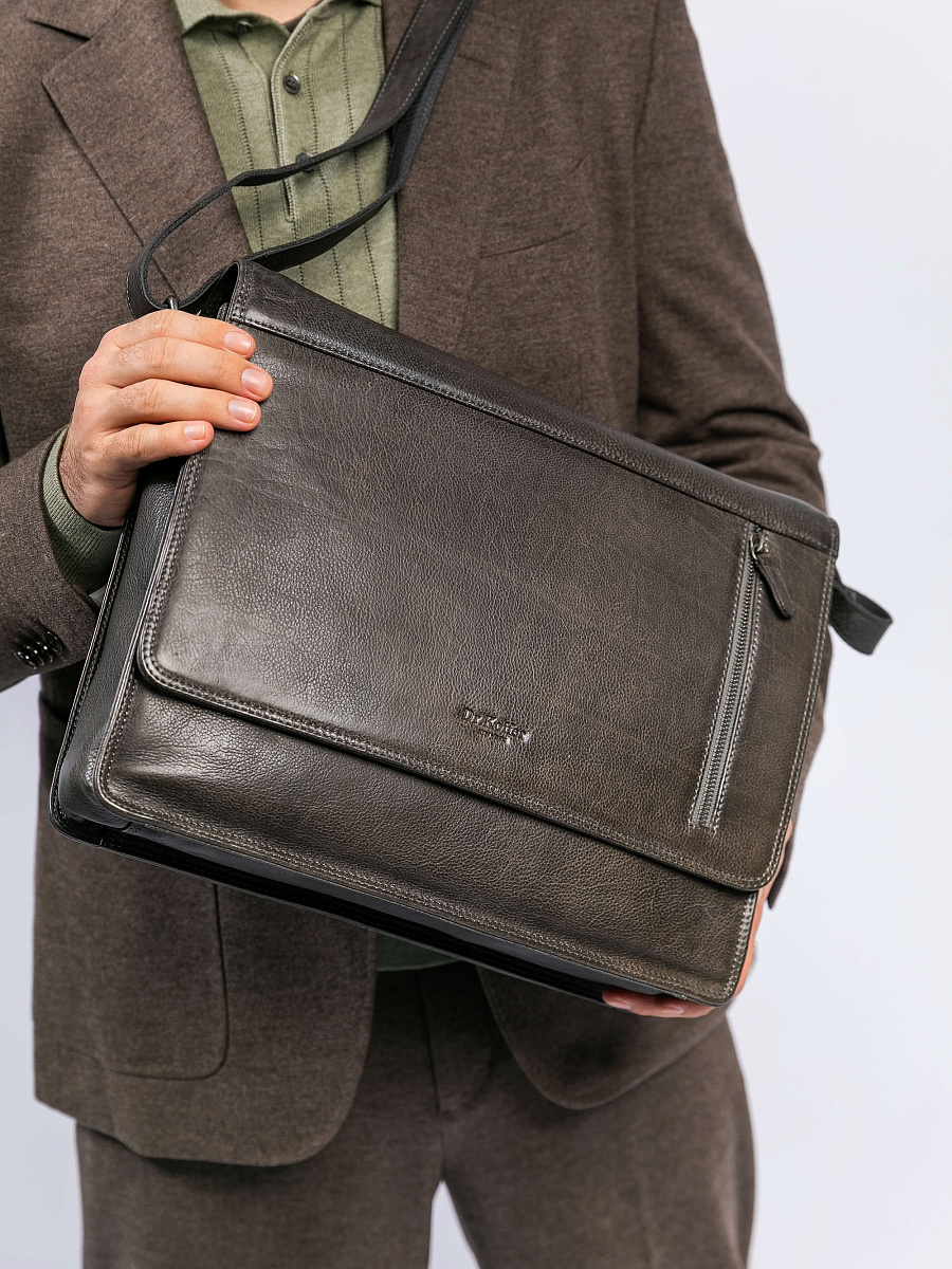 Сумка через плечо Dr. Koffer из натуральной кожи серая