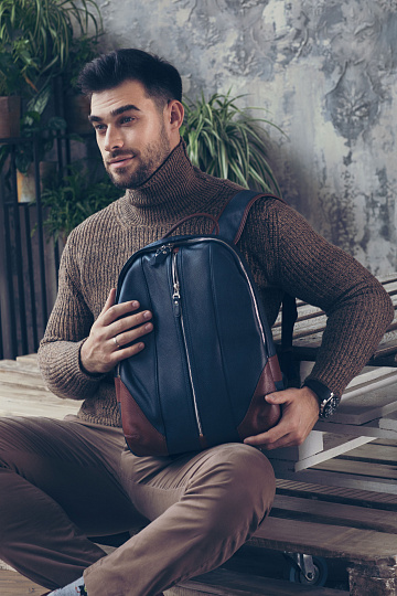 Рюкзак Dr.Koffer из натуральной кожи синий