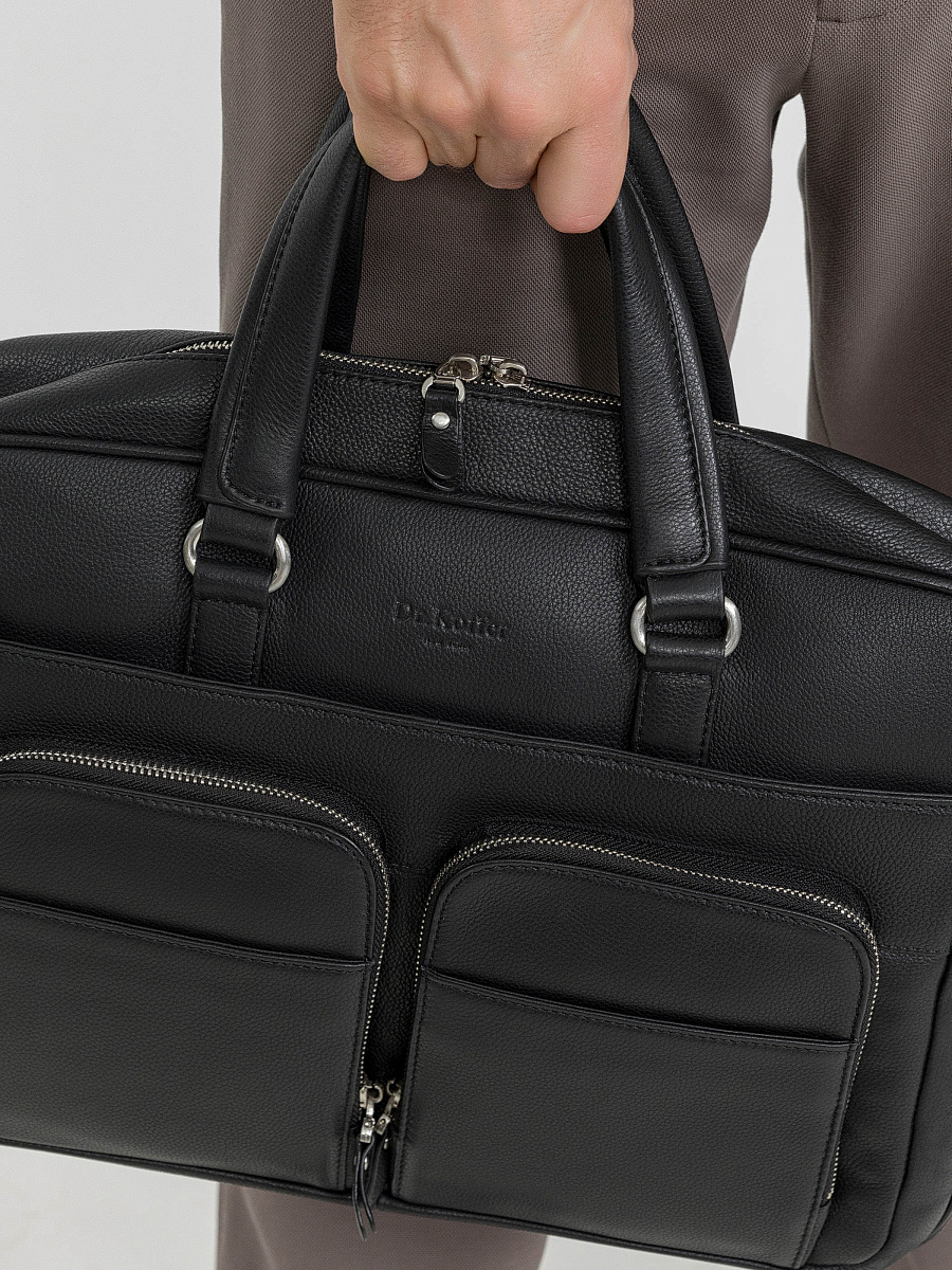 Деловая сумка Dr.Koffer из натуральной кожи черная