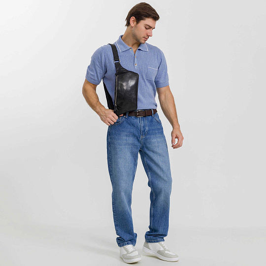 Сумка на пояс Dr. Koffer из натуральной кожи черная