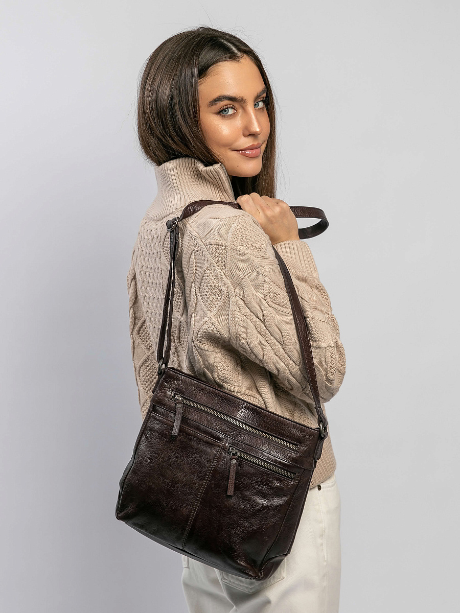 Сумка через плечо Dr.Koffer из натуральной кожи коричневая