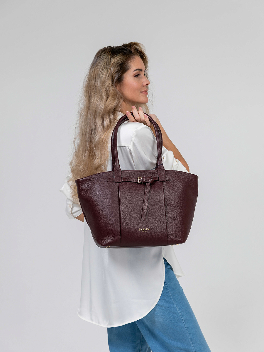 Женская сумка Dr.Koffer из натуральной кожи бордовая