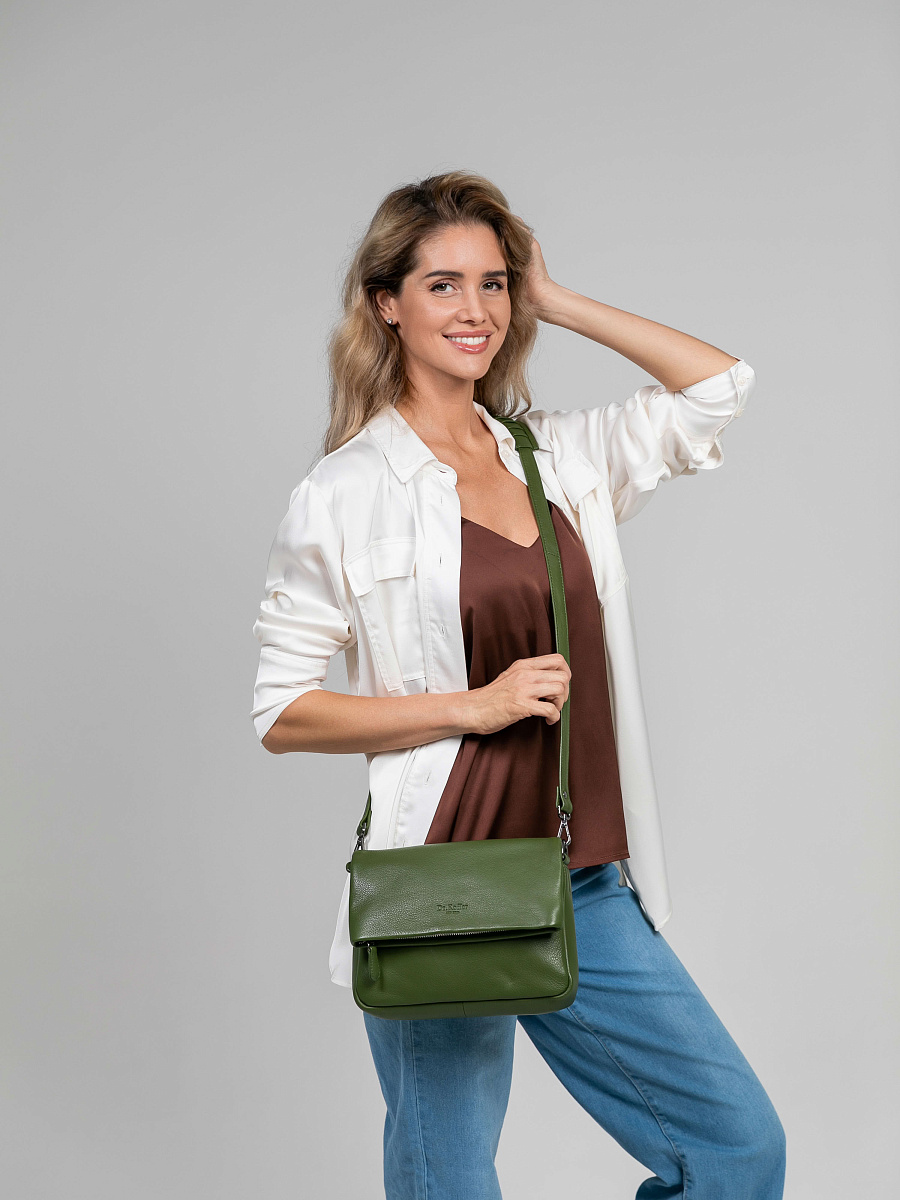Женская сумка Dr.Koffer из натуральной кожи зеленая