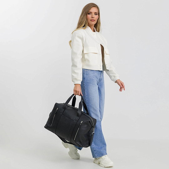 Сумка дорожная Dr.Koffer из натуральной кожи черная