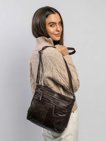 Сумка через плечо Dr.Koffer из натуральной кожи коричневая