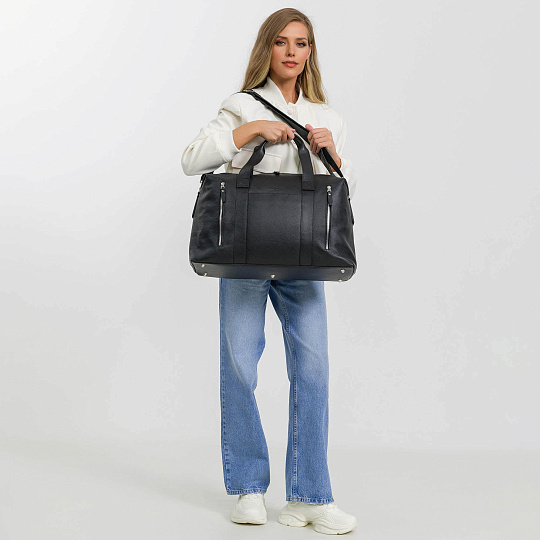 Сумка дорожная Dr.Koffer  из натуральной кожи черная