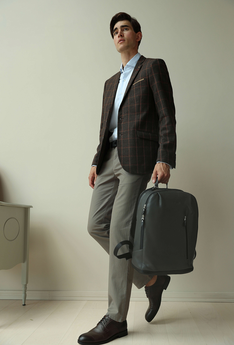 Рюкзак Dr.Koffer из натуральной кожи серый