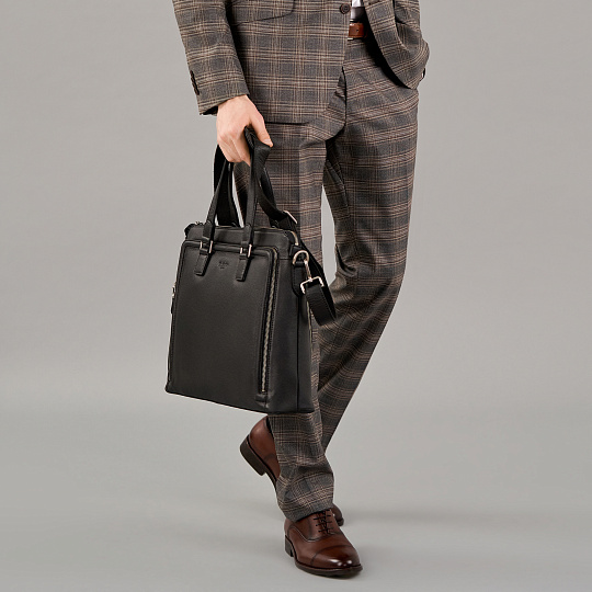 Деловая сумка Dr.Koffer из натуральной кожи черная