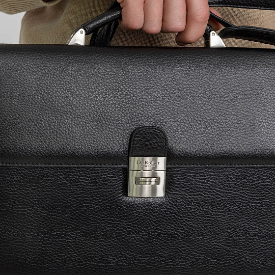 Портфель Dr.Koffer из натуральной кожи черный