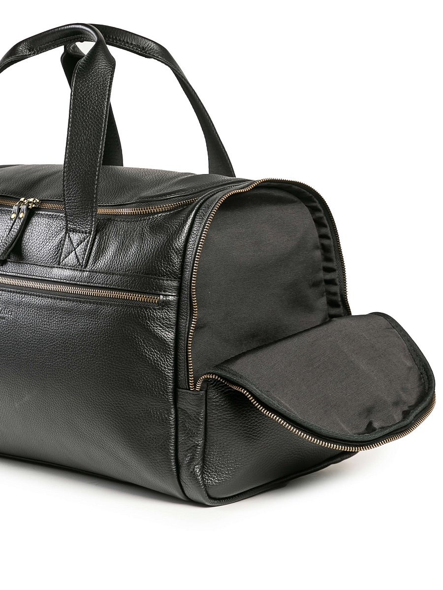 Дорожная сумка Dr. Koffer из натуральной кожи черная