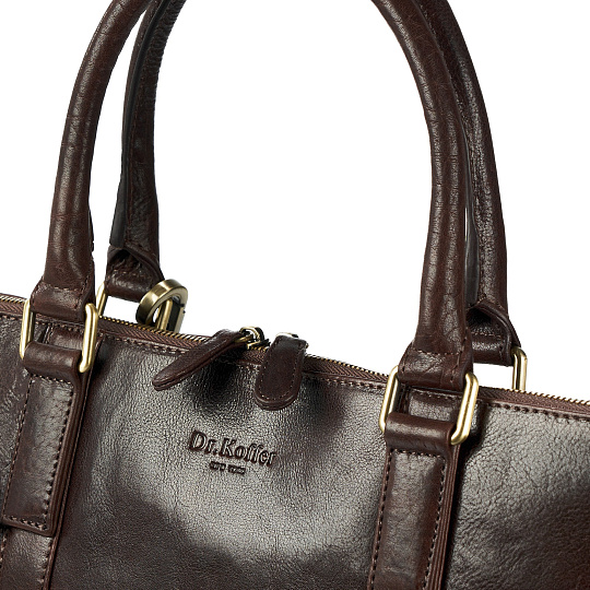 Деловая сумка Dr.Koffer из натуральной кожи темно-коричневая