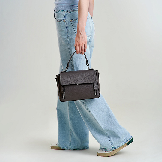 Женская сумка Dr. Koffer из натуральной кожи серая