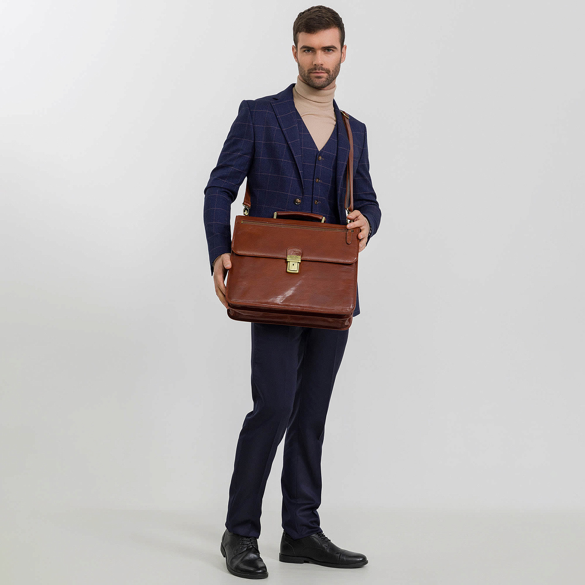 Портфель Dr.Koffer из натуральной кожи светло-коричневый