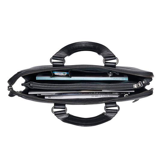 Деловая сумка Dr.Koffer из натуральной кожи черная