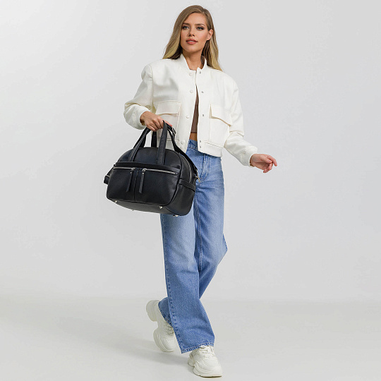 Сумка дорожная Dr.Koffer из натуральной кожи черная