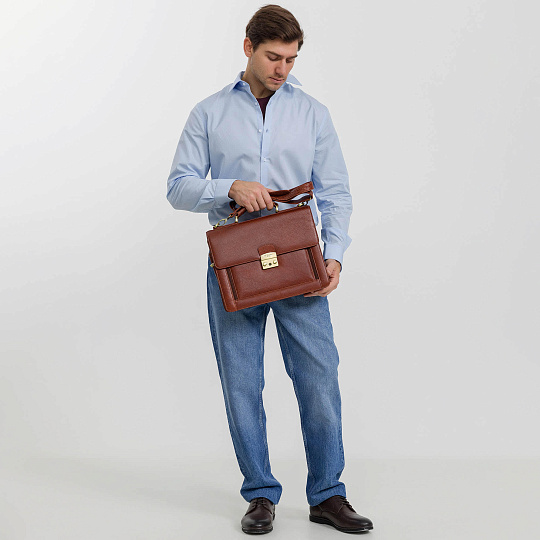 Портфель Dr.Koffer из натуральной кожи светло-коричневый