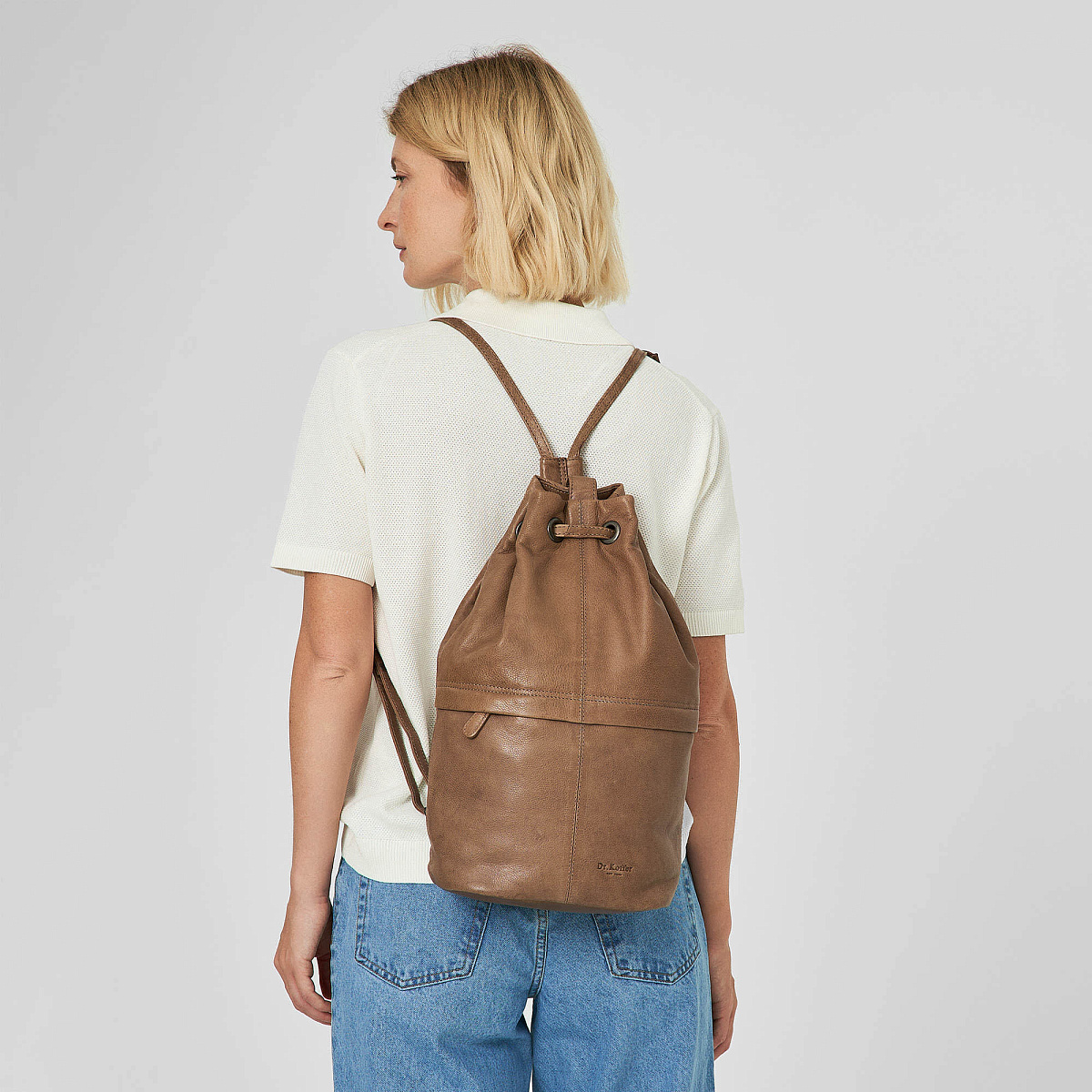 Рюкзак Dr.Koffer из натуральной кожи бежевый