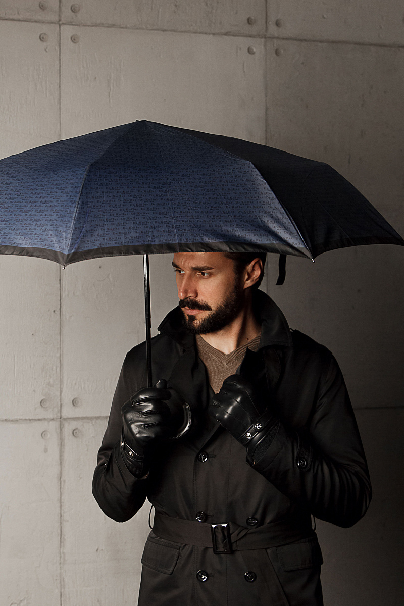 Синий мужской зонт автомат  Dr.Koffer 