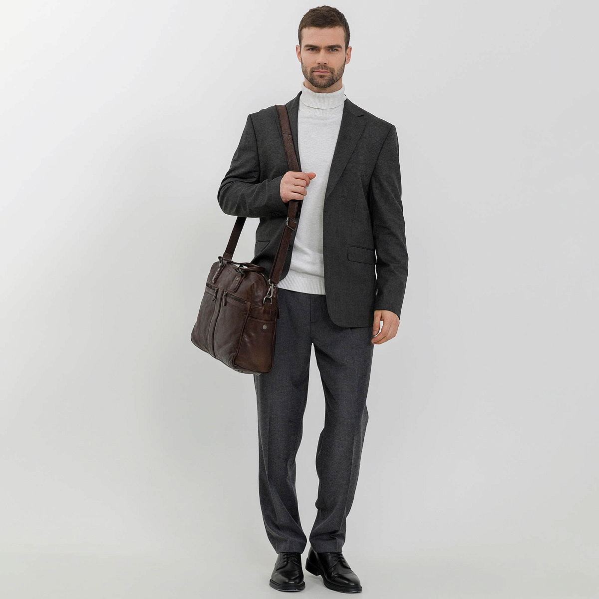 Деловая сумка Dr.Koffer из натуральной кожи темно-коричневая