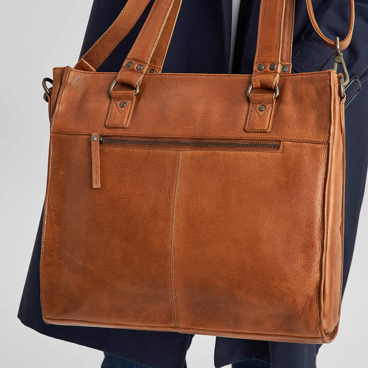 Деловая сумка Dr.Koffer из натуральной кожи коричневая