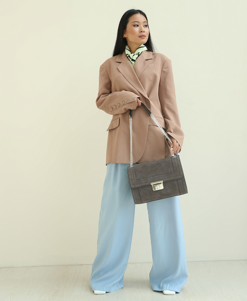 Женская сумка Dr. Koffer из натуральной кожи серая