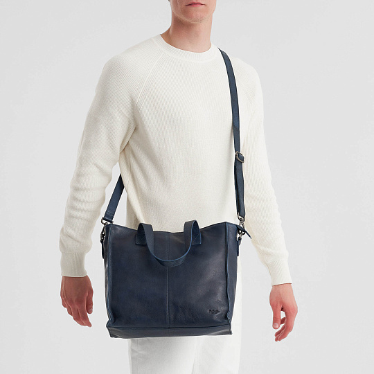 Деловая сумка Dr.Koffer из натуральной кожи синяя