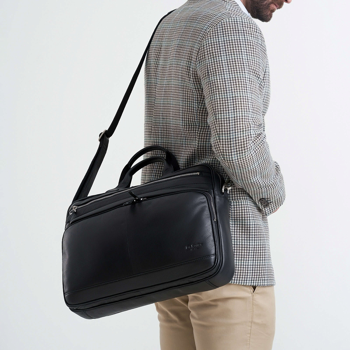 Деловая сумка Dr.Koffer из натуральной кожи черная