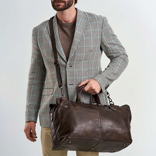 Сумка дорожная Dr.Koffer из натуральной кожи коричневая