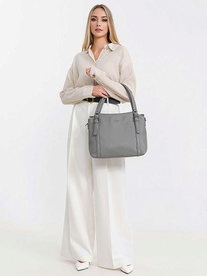 Женская сумка Dr.Koffer из натуральной кожи серая