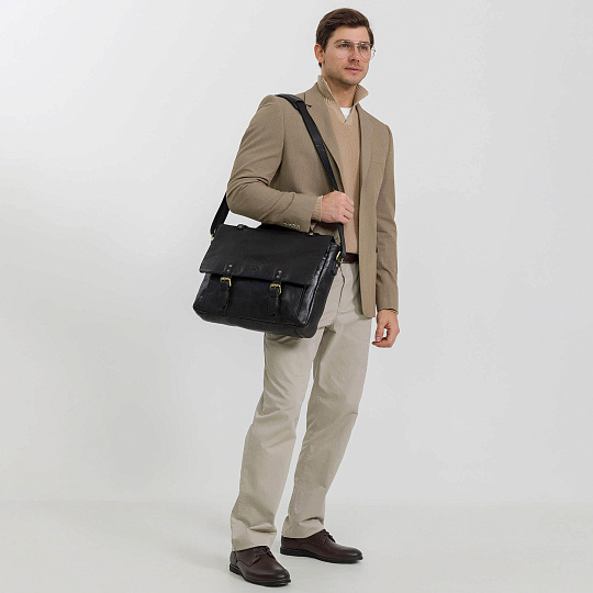 Портфель Dr.Koffer из натуральной кожи черный