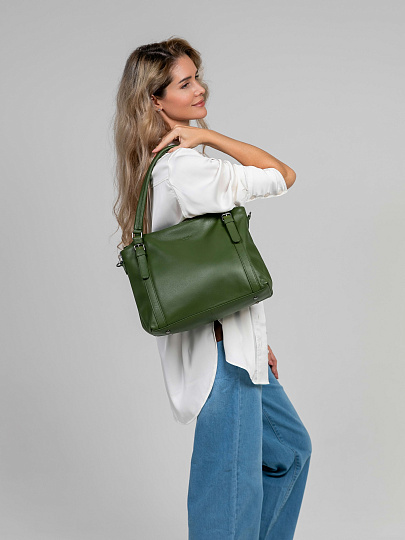 Женская сумка Dr.Koffer из натуральной кожи зеленая