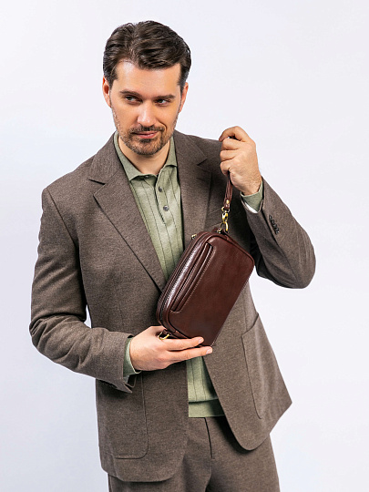 Сумка-визитка Dr. Koffer из натуральной кожи коричневая