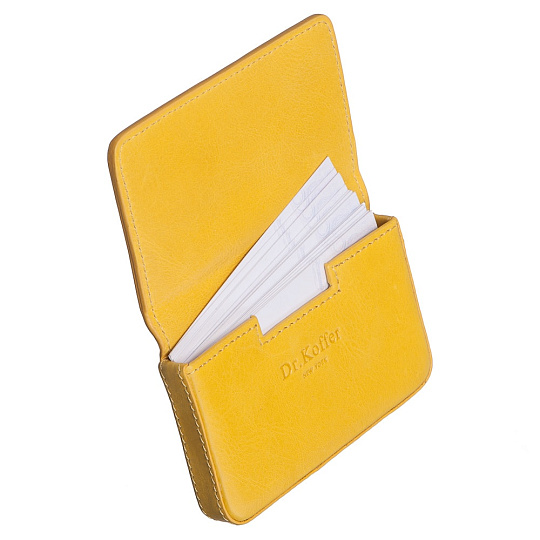 Визитница Dr.Koffer из натуральной кожи желтая