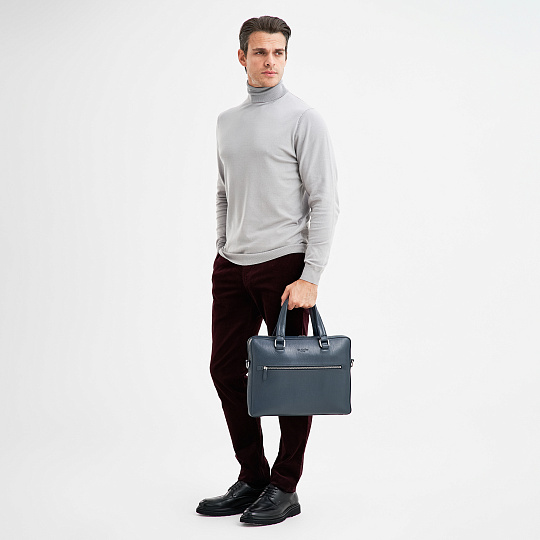 Деловая сумка Dr.Koffer из натуральной кожи синяя