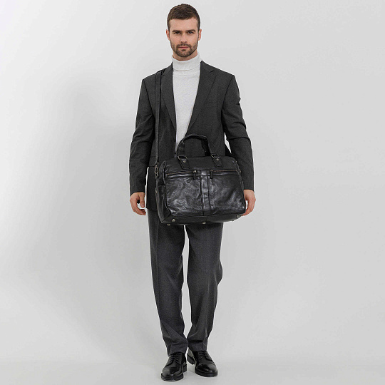 Деловая сумка Dr.Koffer из натуральной кожи черная