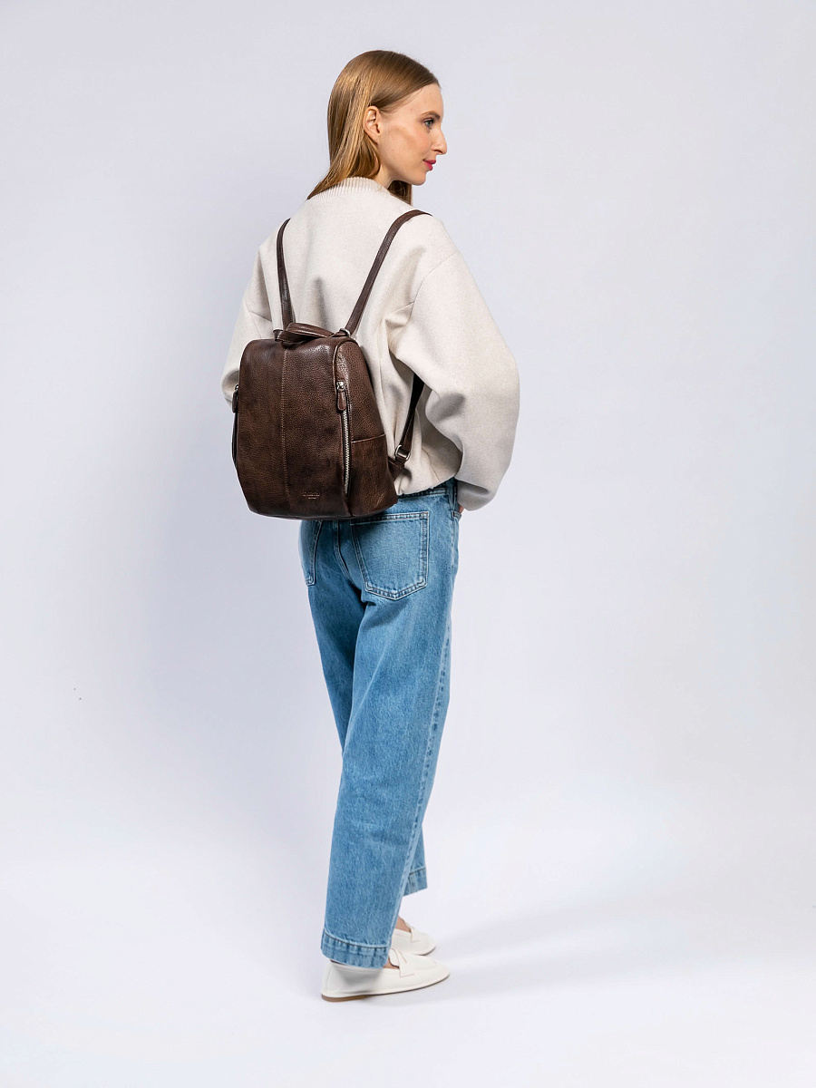 Сумка-рюкзак Dr. Koffer из натуральной кожи коричневая